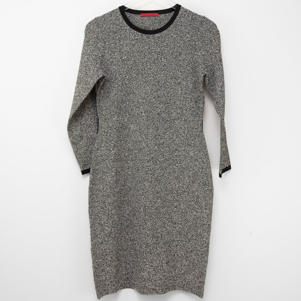 CH Carolina Herrera Dress Jacquard Knit Midi Long Sleeve Black White Size Small